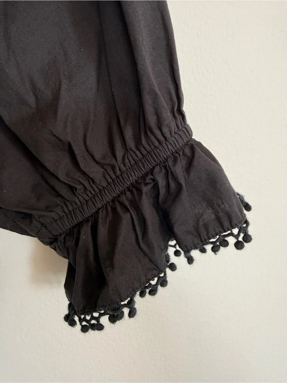 Free People Louella Black 3/4 Sleeve Top